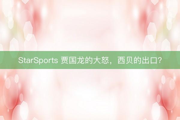 StarSports 贾国龙的大怒,西贝的出口?