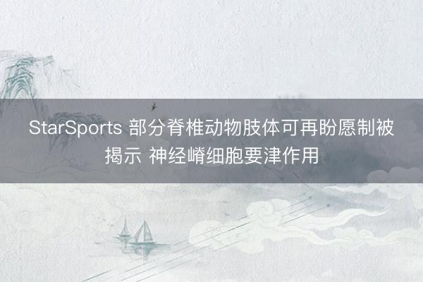 StarSports 部分脊椎动物肢体可再盼愿制被揭示 神经嵴细胞要津作用