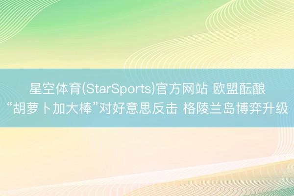 星空体育(StarSports)官方网站 欧盟酝酿“胡萝卜加大棒”对好意思反击 格陵兰岛博弈升级