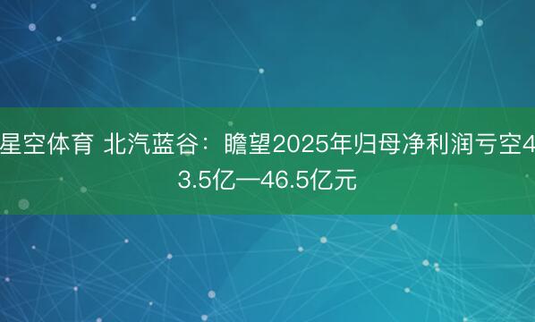 星空体育 北汽蓝谷:瞻望2025年归母净利润亏空43.5亿—46.5亿元