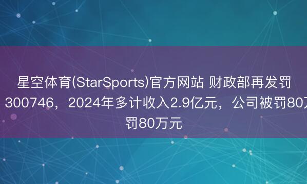 星空体育(StarSports)官方网站 财政部再发罚单：300746，2024年多计收入2.9亿元，公司被罚80万元
