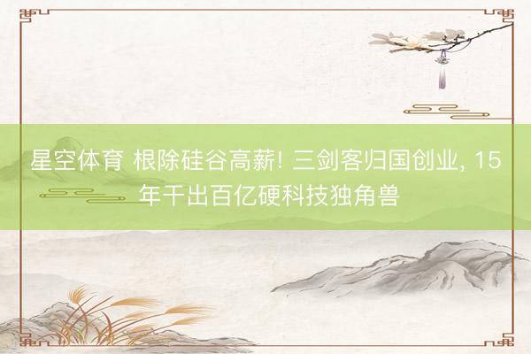 星空体育 根除硅谷高薪! 三剑客归国创业， 15 年干出百亿硬科技独角兽