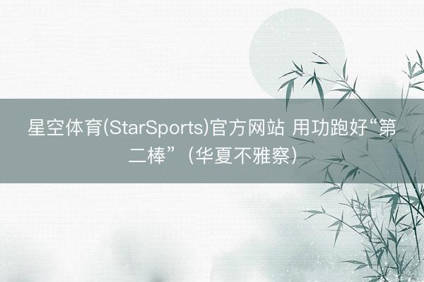 星空体育(StarSports)官方网站 用功跑好“第二棒”（华夏不雅察）