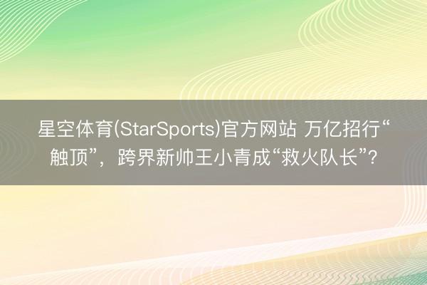 星空体育(StarSports)官方网站 万亿招行“触顶”，跨界新帅王小青成“救火队长”？