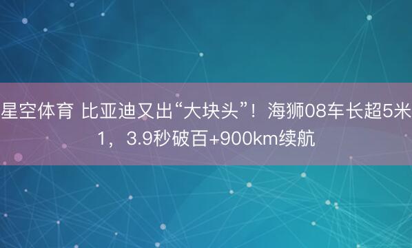 星空体育 比亚迪又出“大块头”！海狮08车长超5米1，3.9秒破百+900km续航